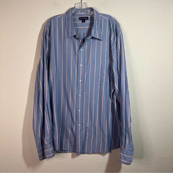 Land's End‎ Blue Striped Long Sleeves Button Down Shirt Men’s XXL Cotton - Picture 1 of 5